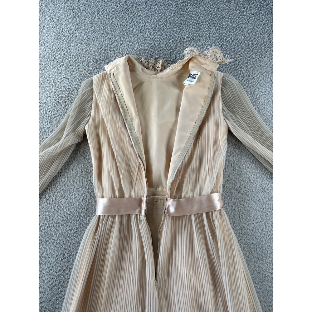 Vintage Miss Elliette Chiffon Maxi Dress Womens 6 Lace Trim Semi Sheer Boho 70s - Picture 9 of 15